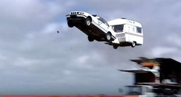 World Record Towing a Caravan Jump